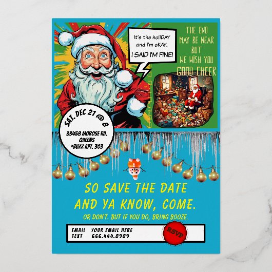 HO HO HELP folie uitnodiging (Achterkant)