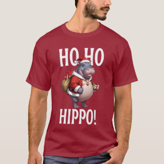 Ho Ho Hippo Christmas Humor Design T-shirt