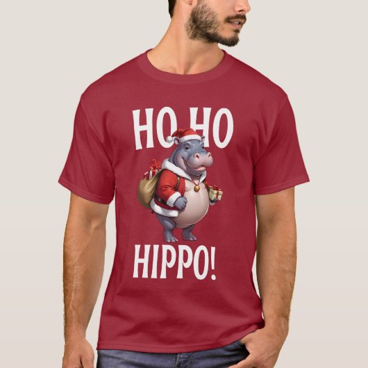 Ho Ho Hippo Christmas Humor Design T-shirt (Voorkant)