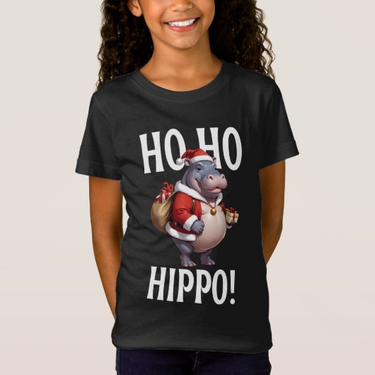 Ho Ho Hippo Christmas Humor Design T-shirt (Voorkant)