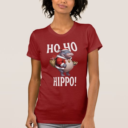 Ho Ho Hippo Christmas Humor Design T-shirt (Voorkant)