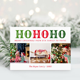 Ho Ho Ho | 3 Foto Collage Bewerkbare Kleuren Gevou Feestdagen Kaart