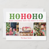 Ho Ho Ho | 3 Fotocollage bewerkbare kleuren plat Feestdagenkaart (Voorkant)