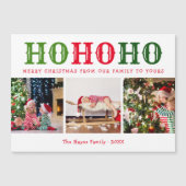 Ho Ho Ho | 3 Fotocollage Magnetic Holiday Card (Voorkant)