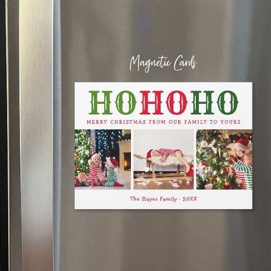 Ho Ho Ho | 3 Fotocollage Magnetic Holiday Card