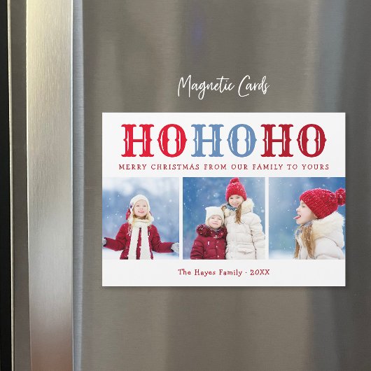 Ho Ho Ho | 3 Fotocollage Magnetic Holiday Card