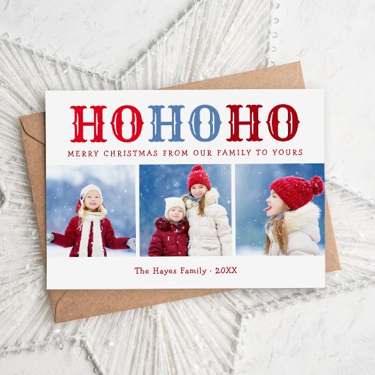 Ho Ho Ho | 3 Fotocollage Magnetic Holiday Card