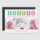 Ho Ho Ho | 3 Fotocollage Magnetic Holiday Card (Voorkant / Achterkant)