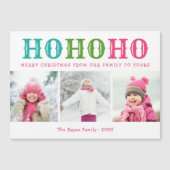 Ho Ho Ho | 3 Fotocollage Magnetic Holiday Card (Voorkant)