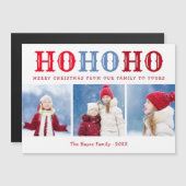 Ho Ho Ho | 3 Fotocollage Magnetic Holiday Card (Voorkant / Achterkant)