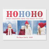 Ho Ho Ho | 3 Fotocollage Magnetic Holiday Card (Voorkant)