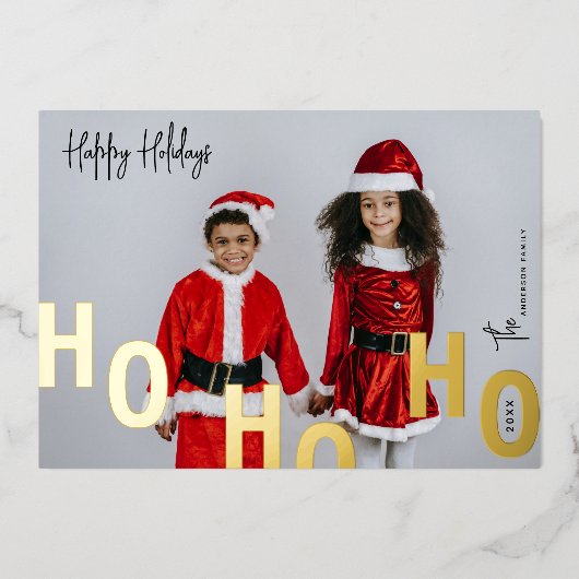 Ho Ho Ho Aangepaste foto fijne feestdagen Kerstmis (Voorkant)