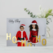 Ho Ho Ho Aangepaste foto fijne feestdagen Kerstmis (Staand Voorkant)