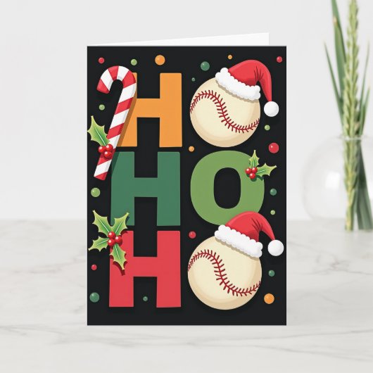 Ho Ho Ho Baseball Christmas Card Kaart (Voorkant)