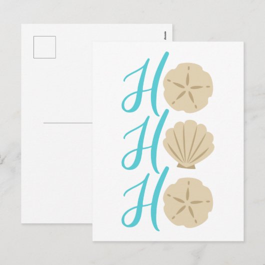 Ho Ho Ho Beach Kerstman en Shell Feestdagenkaart (Voorkant / Achterkant)