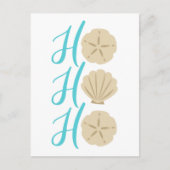 Ho Ho Ho Beach Kerstman en Shell Feestdagenkaart (Voorkant)