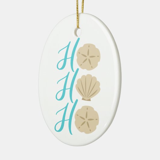Ho Ho Ho Beach Kerstman en Shell Keramisch Ornament (Links)