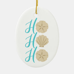 Ho Ho Ho Beach Kerstman en Shell Keramisch Ornament