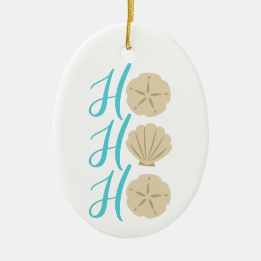 Ho Ho Ho Beach Kerstman en Shell Keramisch Ornament (Voorkant)