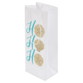 Ho Ho Ho Beach Kerstman en Shell Wijn Cadeautas (Achterkant Gekanteld)