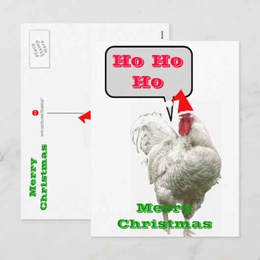 Ho Ho Ho Big Merry Christmas Rooster Briefkaart (Voorkant / Achterkant)
