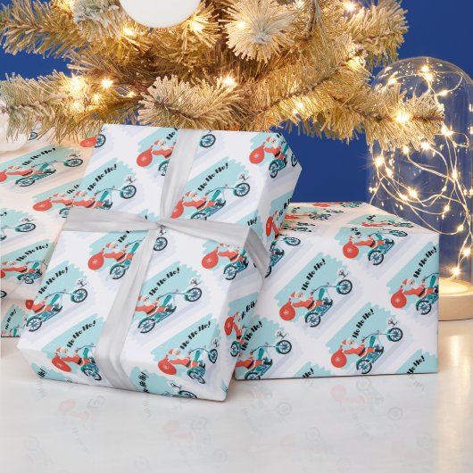Ho Ho Ho Biker Santa Wrapping Paper Cadeaupapier (Feestdagen)