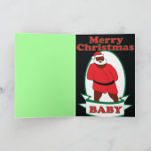 Ho Ho Ho Black Santa Wenskaart Bedankkaart (Binnen)