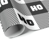 Ho Ho Ho Black White Chic Christmas Buffalo Plaid Cadeaupapier (Rol Hoek)