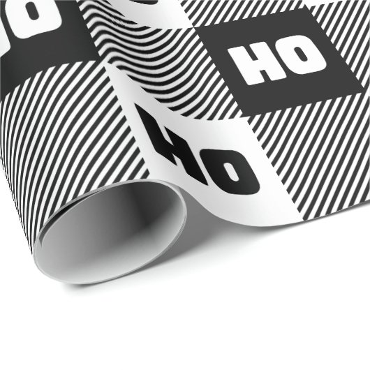 Ho Ho Ho Black White Chic Christmas Buffalo Plaid Cadeaupapier (Rol Hoek)