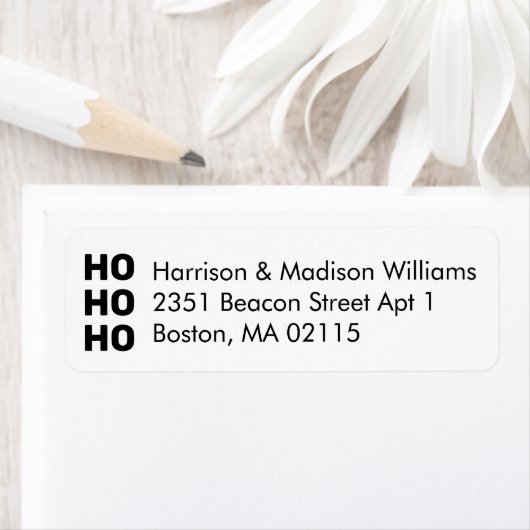 Ho Ho Ho Black White kerstretour Adres Etiket (Insitu)