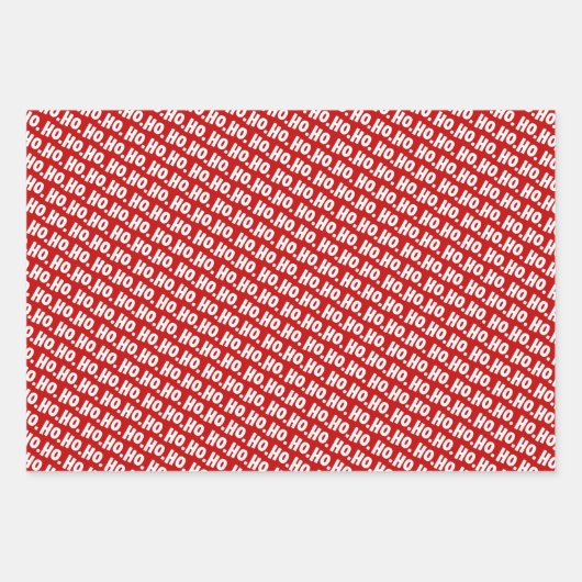 Ho. Ho. Ho. Black, White & Red Chic & Stylish Inpakpapier Vel (Voorkant 3)