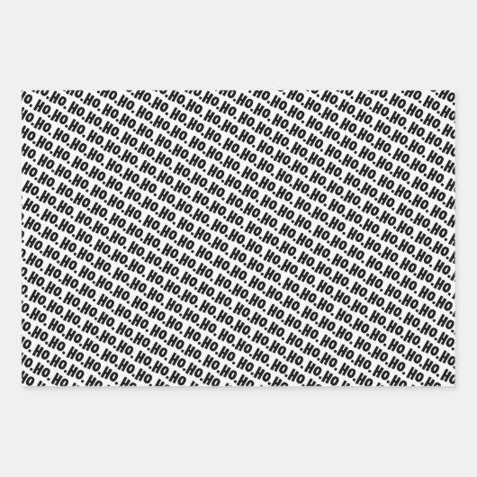 Ho. Ho. Ho. Black, White & Red Chic & Stylish Inpakpapier Vel (Voorkant 2)