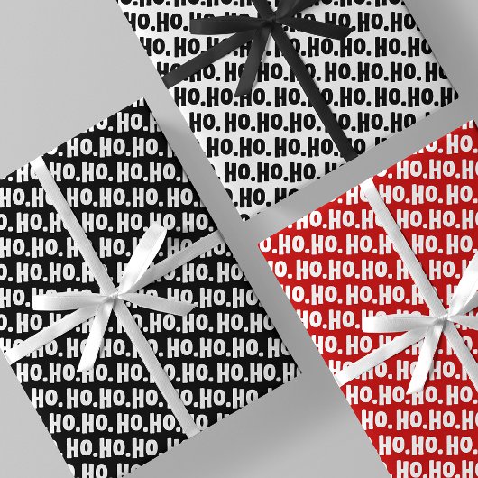 Ho. Ho. Ho. Black, White & Red Chic & Stylish Inpakpapier Vel