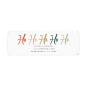 Ho Ho Ho Borstel Calligrafie Kerstlabel Etiket (Voorkant)