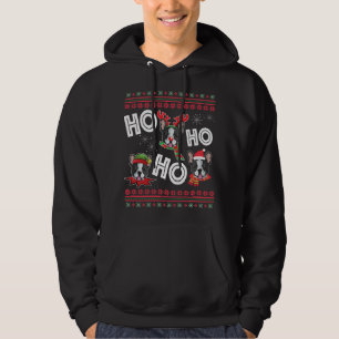 HO HO HO Boston Terrier Lange Mouw Grappige Hond X Hoodie