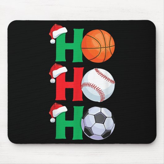 Ho Ho Ho Boys Christmas Srts Basketball Baseball S Muismat (Voorkant)
