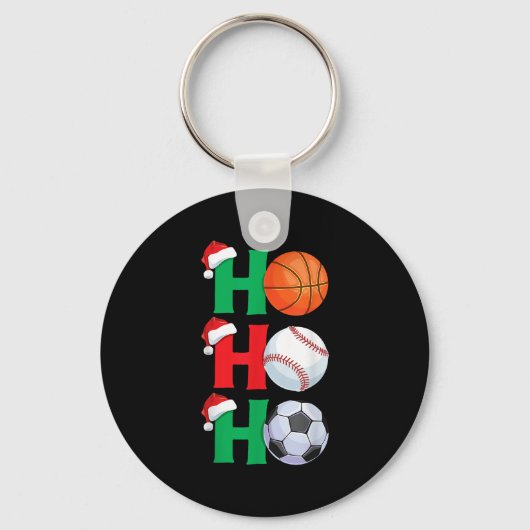 Ho Ho Ho Boys Christmas Srts Basketball Baseball S Sleutelhanger (Voorkant)