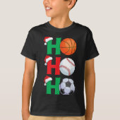 Ho Ho Ho Boys Christmas Srts Basketball Baseball S T-shirt (Voorkant)