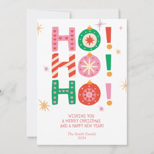 HO! HO! HO! Bright Fun Non-Photo kerst Kaart (Voorkant)