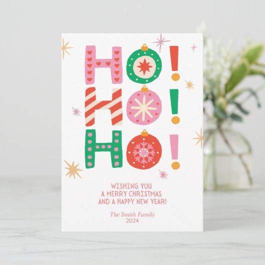 HO! HO! HO! Bright Fun Non-Photo kerst Kaart (Staand voorkant)