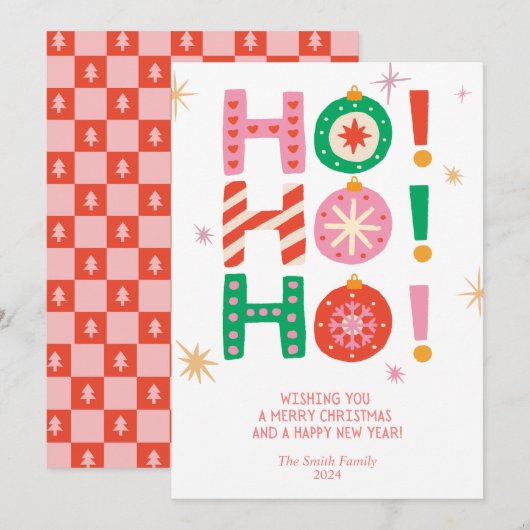 HO! HO! HO! Bright Fun Non-Photo kerst Kaart (Voorkant / Achterkant)