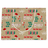 Ho Ho Ho  Bruin Kraft Papier Kerst Groot Cadeauzakje (Voorkant)