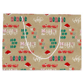Ho Ho Ho  Bruin Kraft Papier Kerst Groot Cadeauzakje (Achterkant)