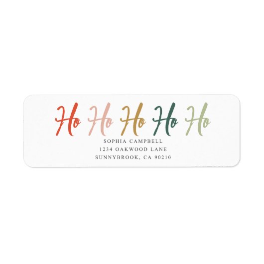 Ho Ho Ho Brush Calligraphy Christmas Label (Voorkant)