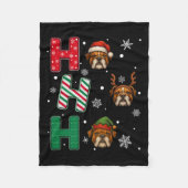 Ho Ho Ho Bulldog Hondenliefhebber Matching Christm Fleece Deken (Voorkant)