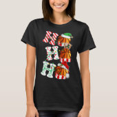 Ho Ho Ho Bysketbyll Lights Santa Hat Rendier Elf T-shirt (Voorkant)
