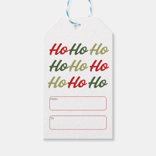 Ho Ho Ho Calligrafie Kerstmis Cadeaulabel (Voorkant)