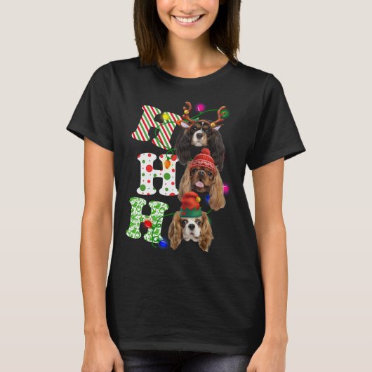 Ho Ho Ho Cavalier King Charles Spaniel Schattige C T-shirt (Voorkant)