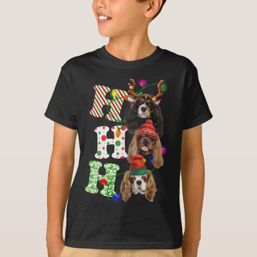 Ho Ho Ho Cavalier King Charles Spaniel Schattige C T-shirt (Voorkant)
