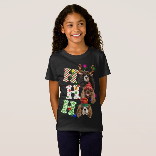 Ho Ho Ho Cavalier King Charles Spaniel Schattige C T-shirt (Voorkant volledig)